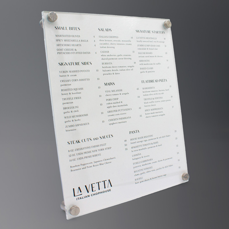 La Vetta Menu